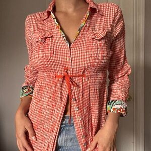 Spartina 449 orange button down blouse